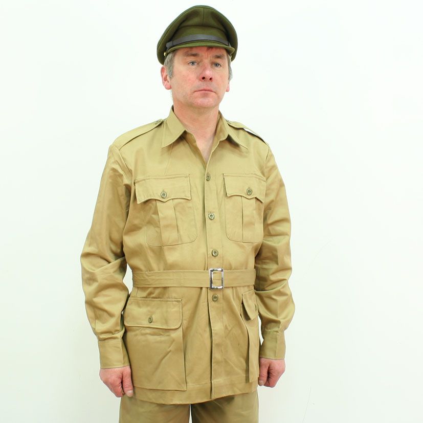 Blowout WW2 British Army Khaki Drill KD 4 Pocket Desert Bush Jacket by Kay Canvas, SAS Wings, SGT Rank, Sz 44 - Image 2
